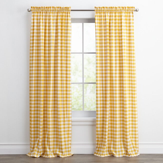Buffalo Check Rod-Pocket Panel, YELLOW, hi-res image number 0