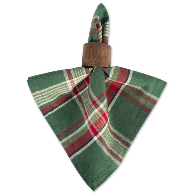 Dark Green Plaid Napkin, Set of 6, , alternate image number null