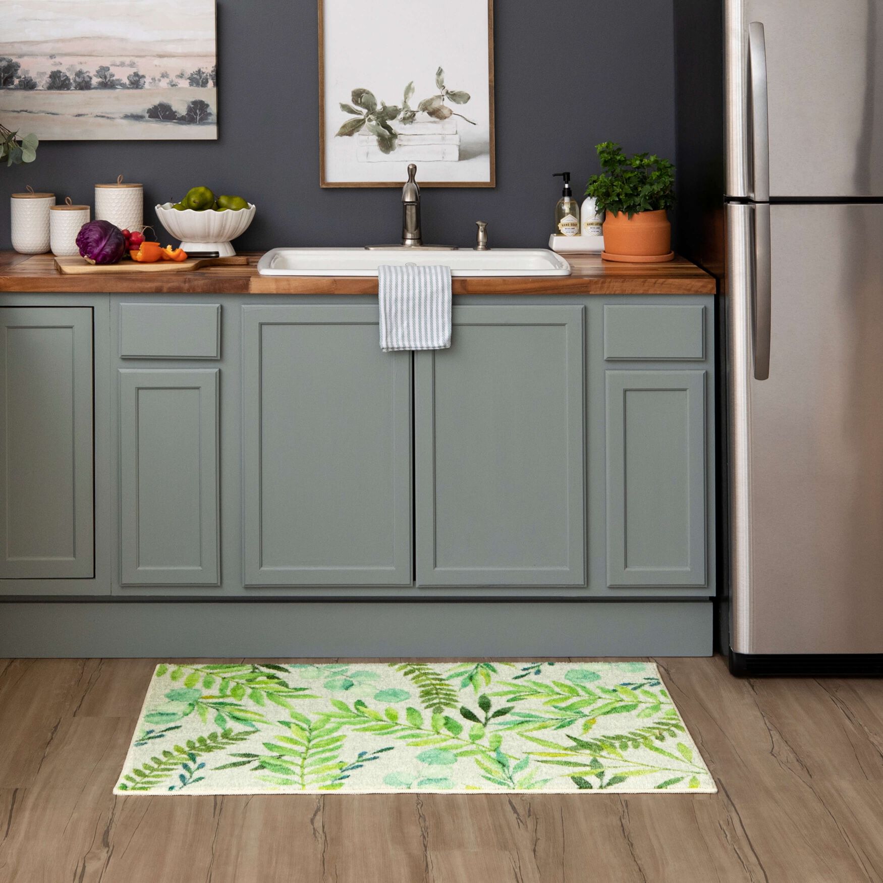 Leaf Fronds Kitchen Rug, , alternate image number 7