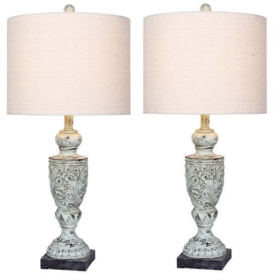 Antique Blue Resin 26.5" Table Lamp, Set 2, BLUE, hi-res image number null