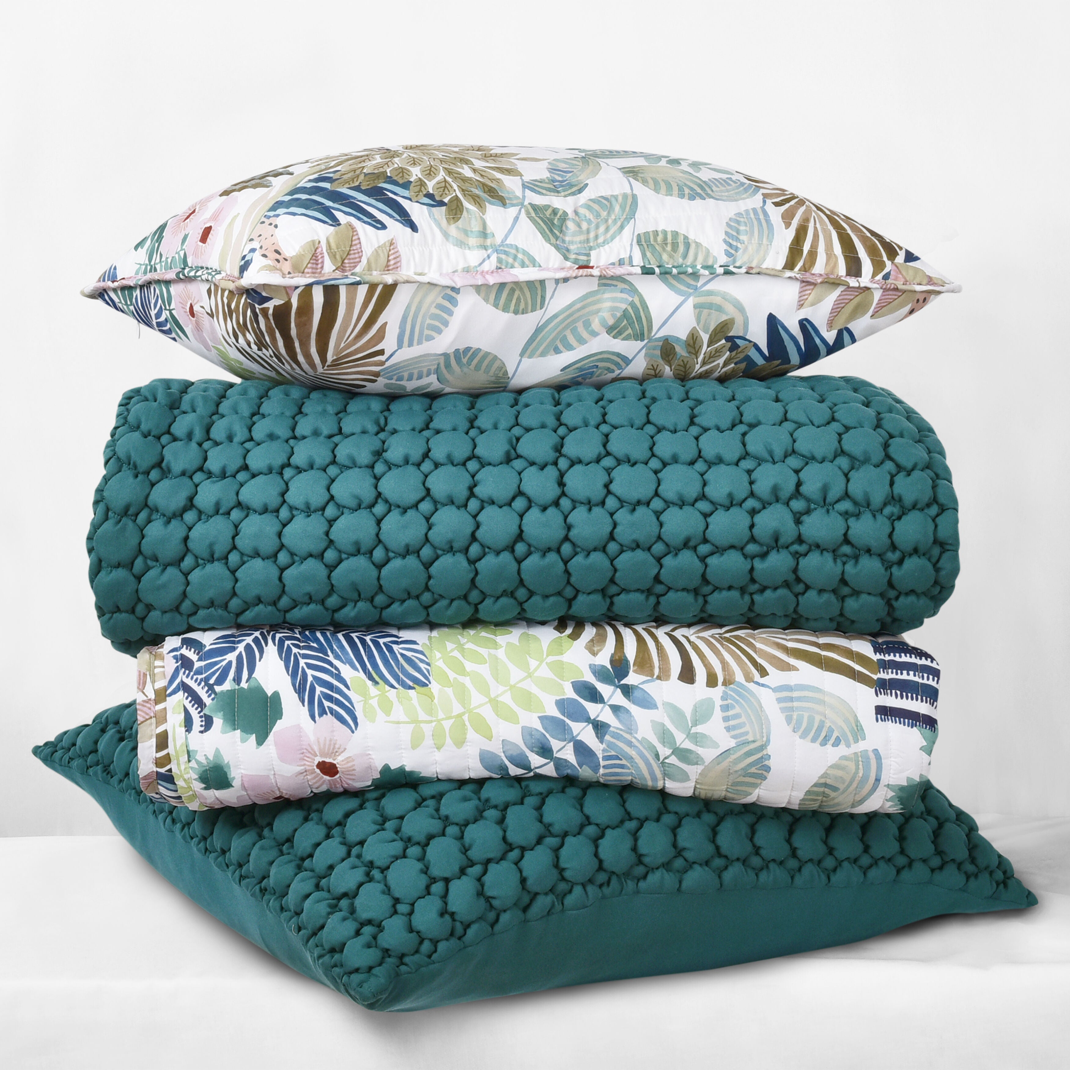 CLOUD PUFF FULL/QUEEN 3PC. QUILT SET, TEAL, alternate image number 2