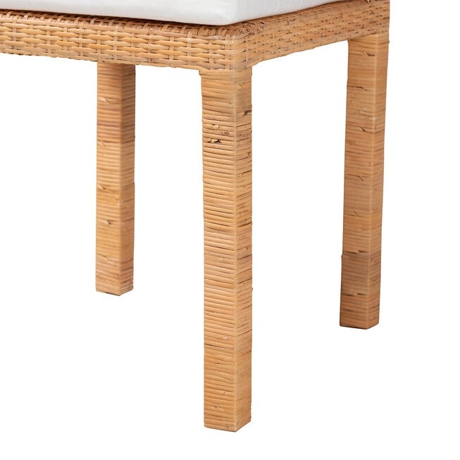 Zariah Modern Bohemian Natural Brown Rattan And Mahogany Wood 2-Piece Dining Chair Set, , alternate image number 4