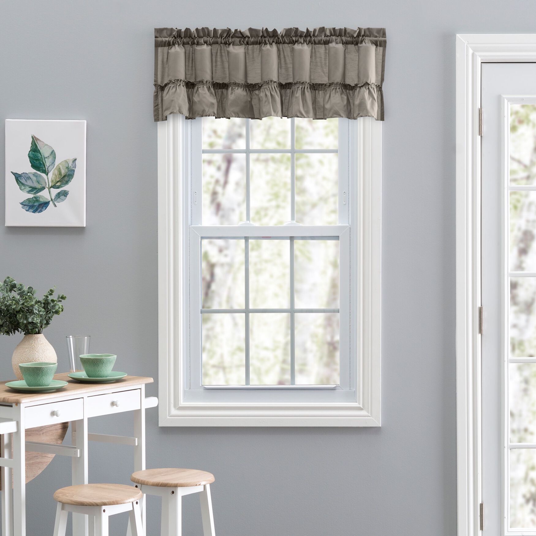 Stacey Curtain Ruffled Filler Valance, GREY, hi-res image number 0