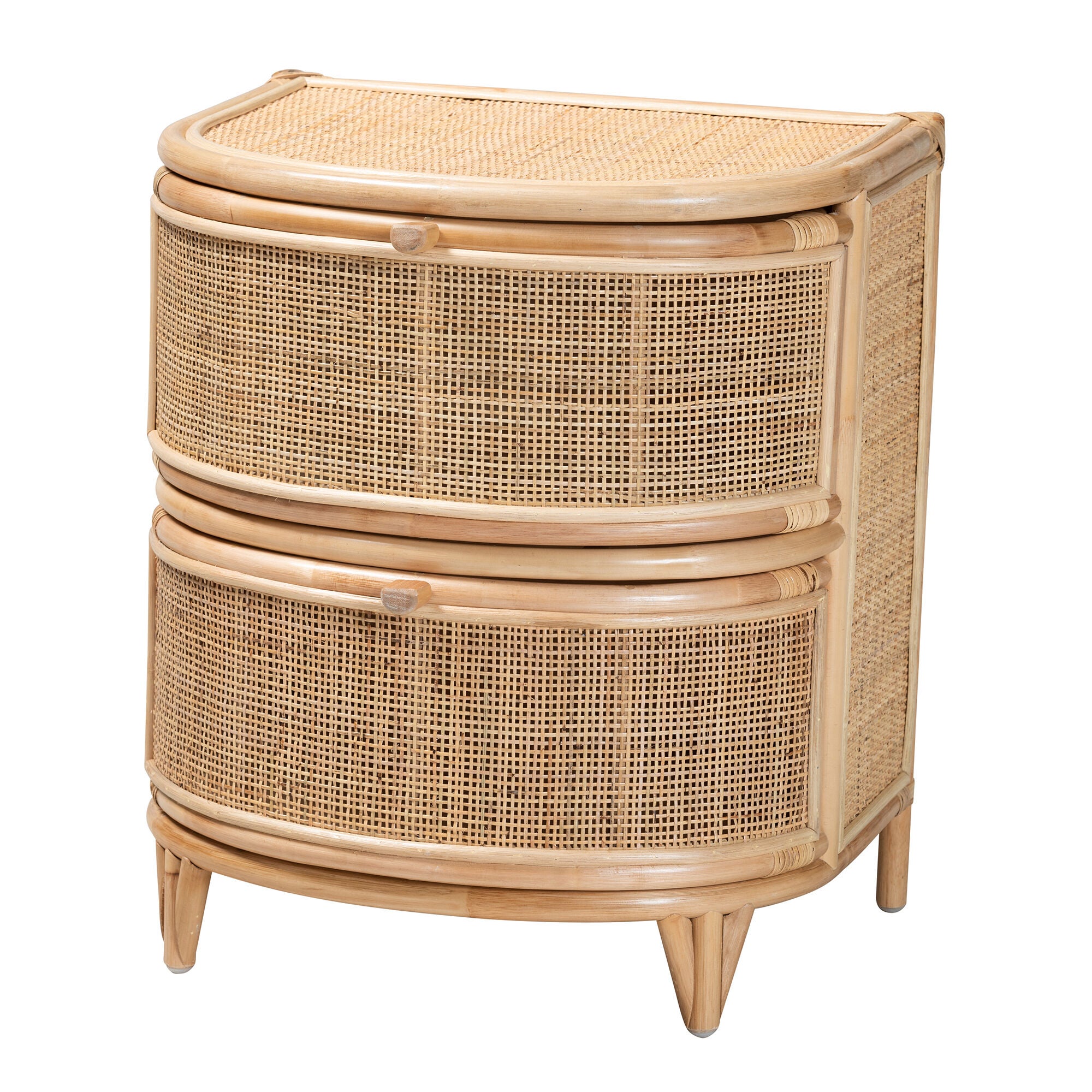 Oleta Modern Bohemian Natural Brown Rattan 2-Drawer Nightstand, NATURAL BROWN, alternate image number 2