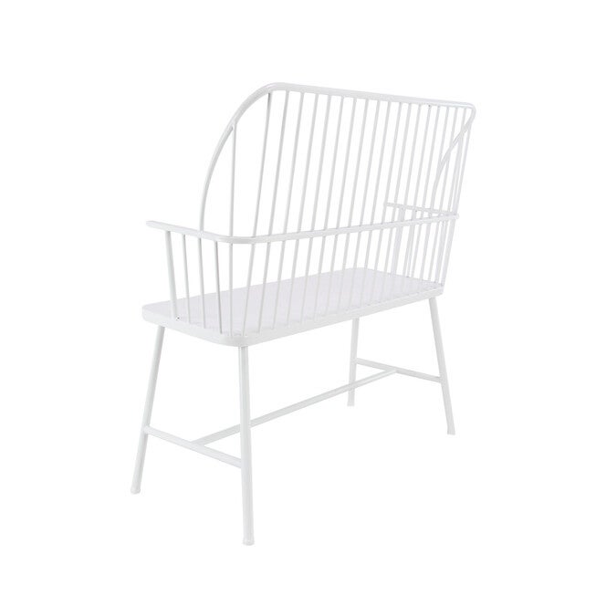White Metal Farmhouse Bench, , on-hover image number null
