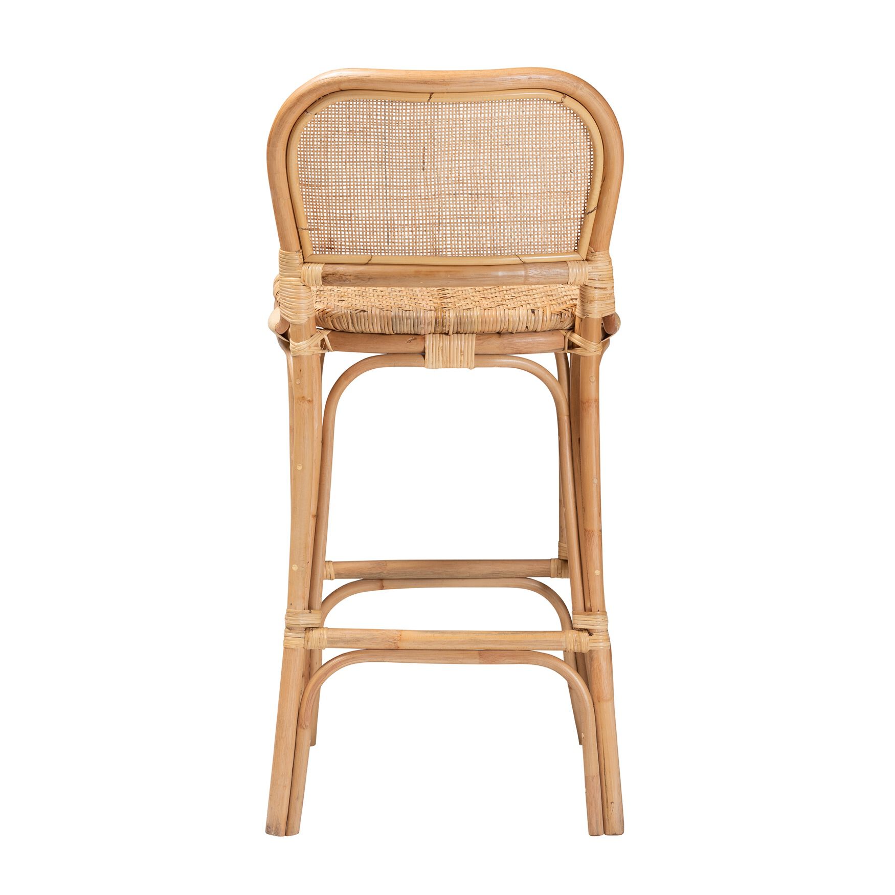Adrena Modern Bohemian Natural Brown Rattan Bar Stool, , alternate image number 9