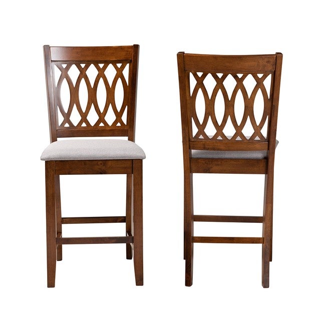 Florencia Modern Beige Fabric And Espresso Brown Finished Wood Counter Stool, , alternate image number null