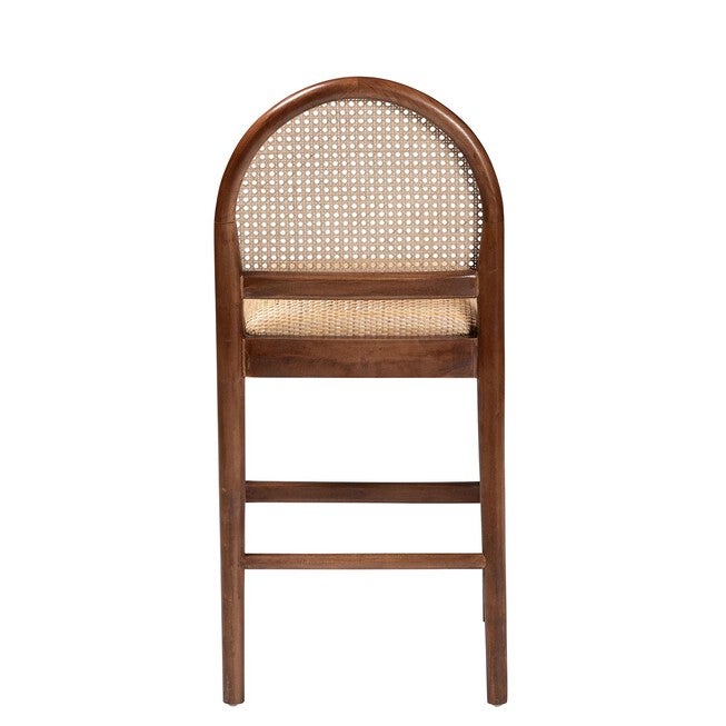 Maryland Modern Bohemian Natural Rattan and Acacia Wood Counter Stool, , alternate image number 9