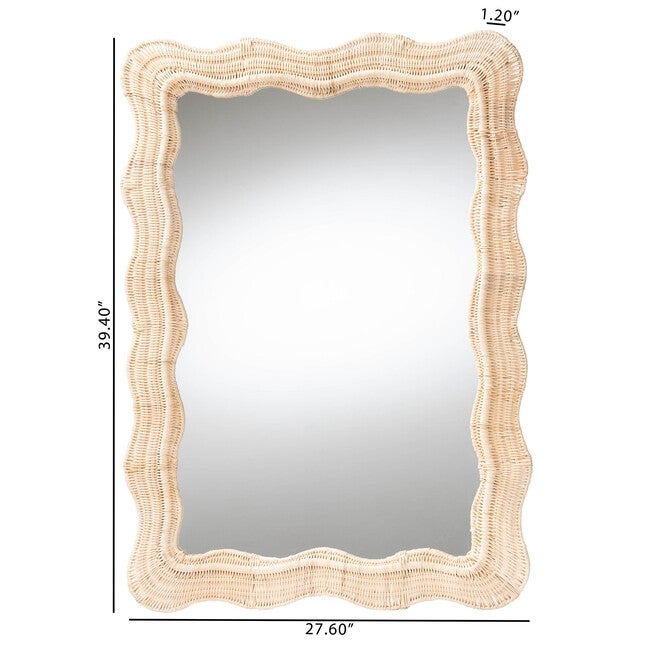 Hasana Bohemian Natural Scallop Rattan Accent Wall Mirror, NATURAL, alternate image number 5
