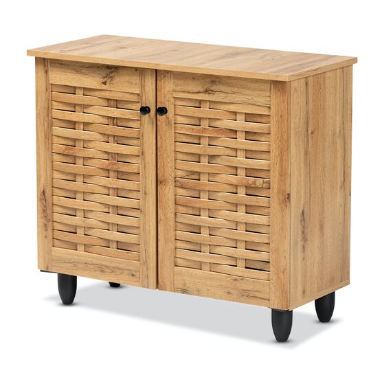 Winda Wood 2-Door Shoe Cabinet Furniture, OAK BLACK, hi-res image number null