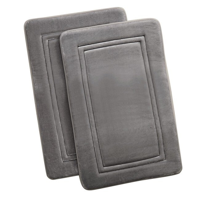 Heiq Antimicrobial Memory Foam Set Of 2 17X24 Bath Rug In Blue, GREY, hi-res image number 0