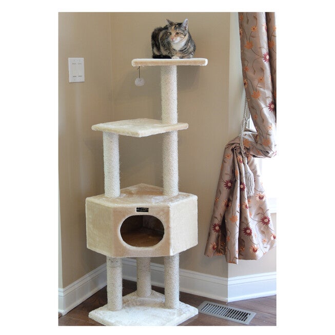 3 Tier Real Wood Cat Tree Scratch Furniture, , alternate image number null