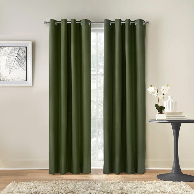 Alpine Blackout Grommet Curtain Panel, OLIVE, hi-res image number 0