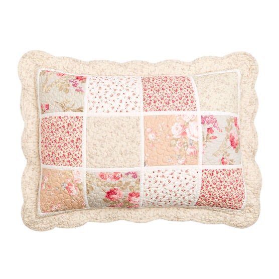 Isabella Floral Printed Patchwork Sham, Isabella Floral Printed Patchwork Sham,