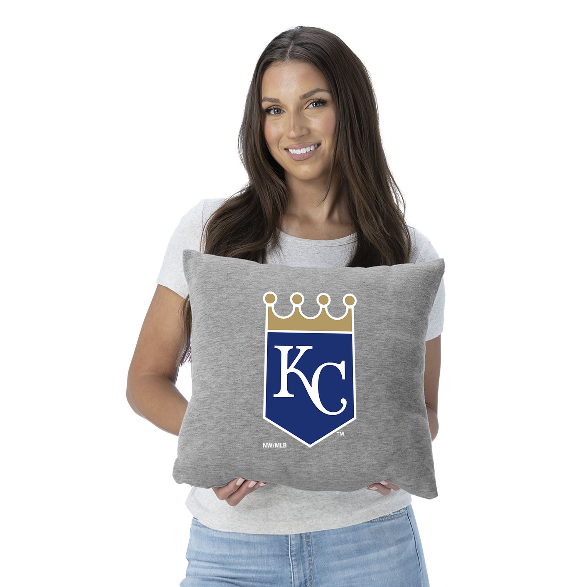 Kansas City Royals MLB Primary Sweatshirt PIllow 16 Inches, GRAY, on-hover image number 1