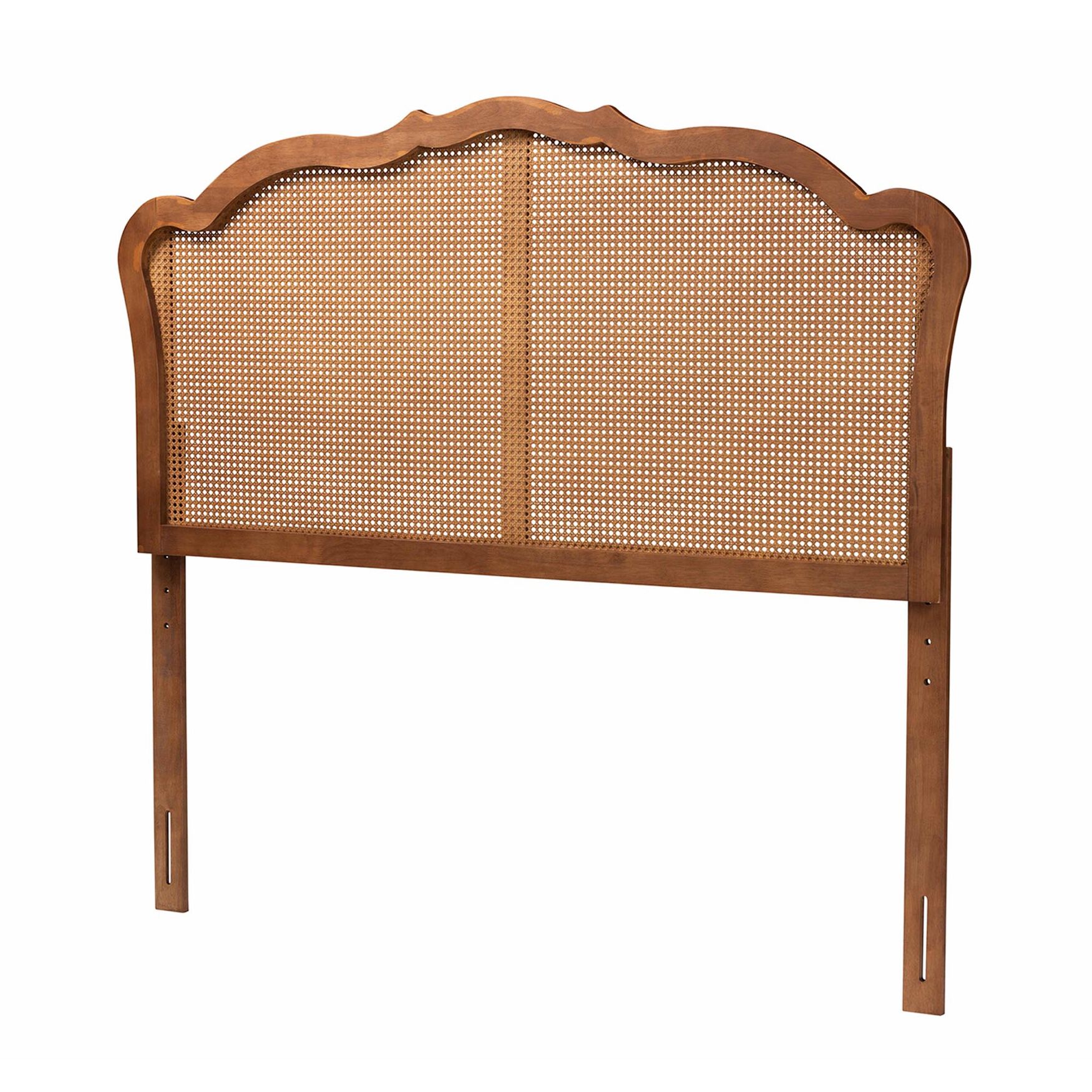 Leandra Classic And Traditional Ash Walnut Finished Wood Queen Size Headboard With Rattan, ASH WALNUT, hi-res image number 0