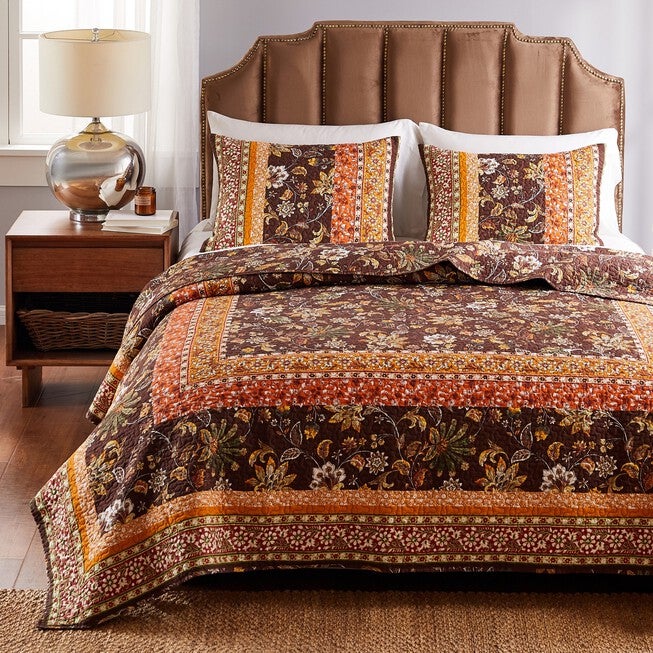 Audrey Quilt And Pillow Sham Set, CHOCOLATE, hi-res image number 0