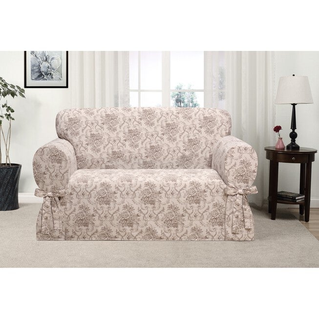 Kathy Ireland Chateau Love Seat Cover, TAUPE, hi-res image number null