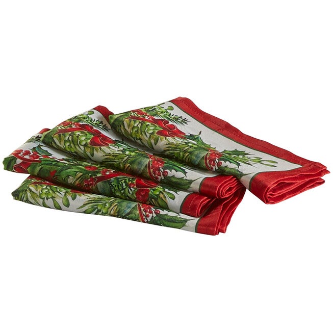 Holly Ribbon Square Napkins, MULTI, hi-res image number null