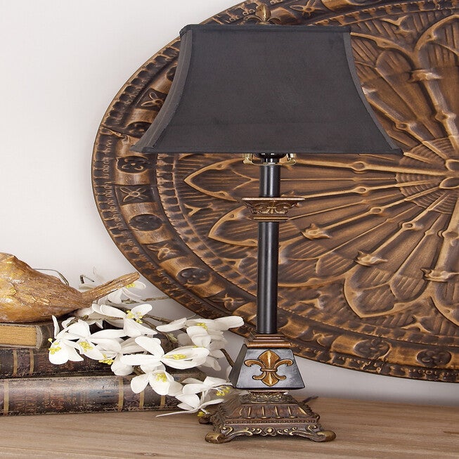 Tuscan Black Polystone Fleur-De-Lis Buffet Lamp, , alternate image number 11