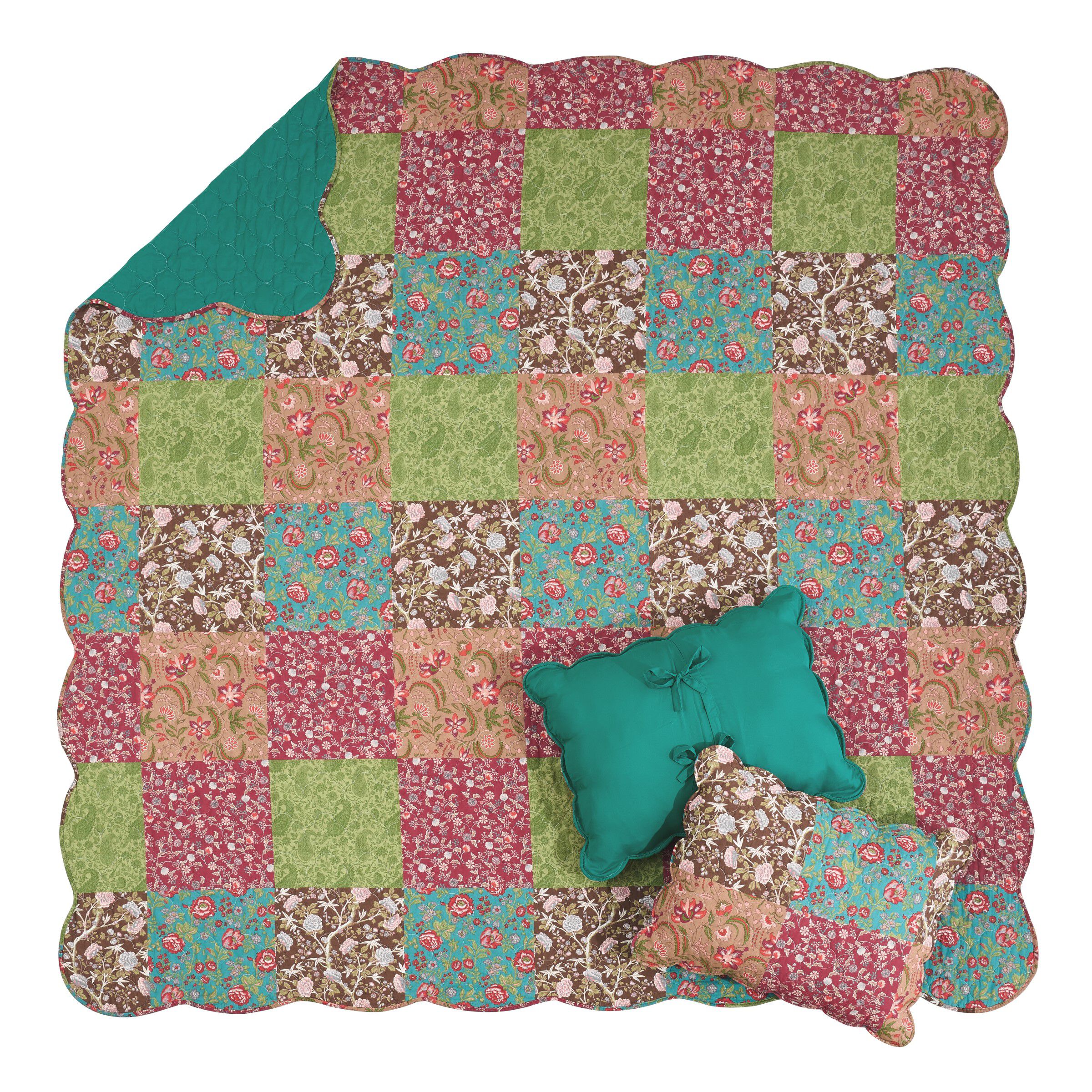 Danica Contemporary Floral Patchwork Quilt Set, MULTI, alternate image number 2