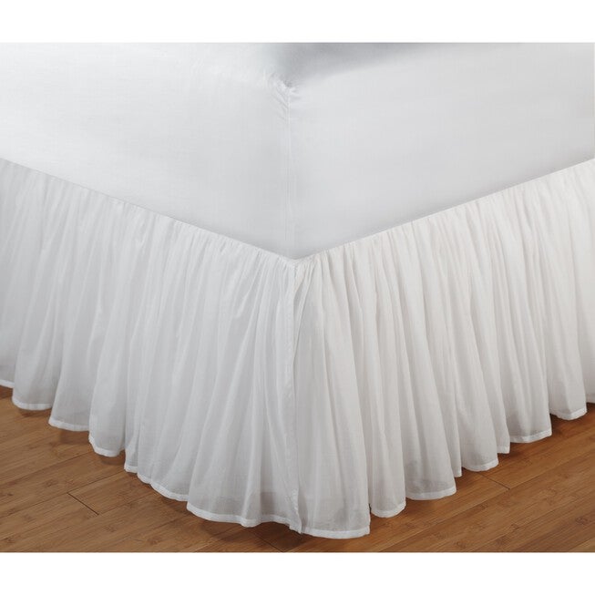 Cotton Voile Bed Skirt 15 inches, WHITE, hi-res image number 0