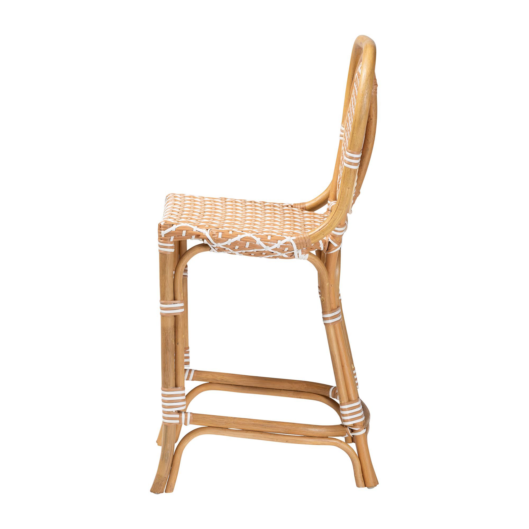 Mattie Rattan Bistro Counter Stool, Green, BEIGE, alternate image number 3