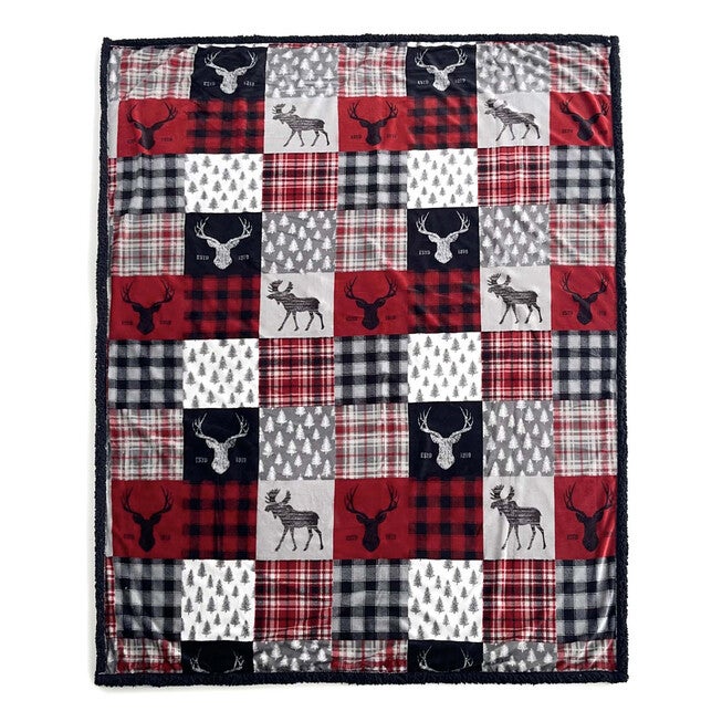 Patchwork Lodge Silk Touch Sherpa Throw, O, hi-res image number null