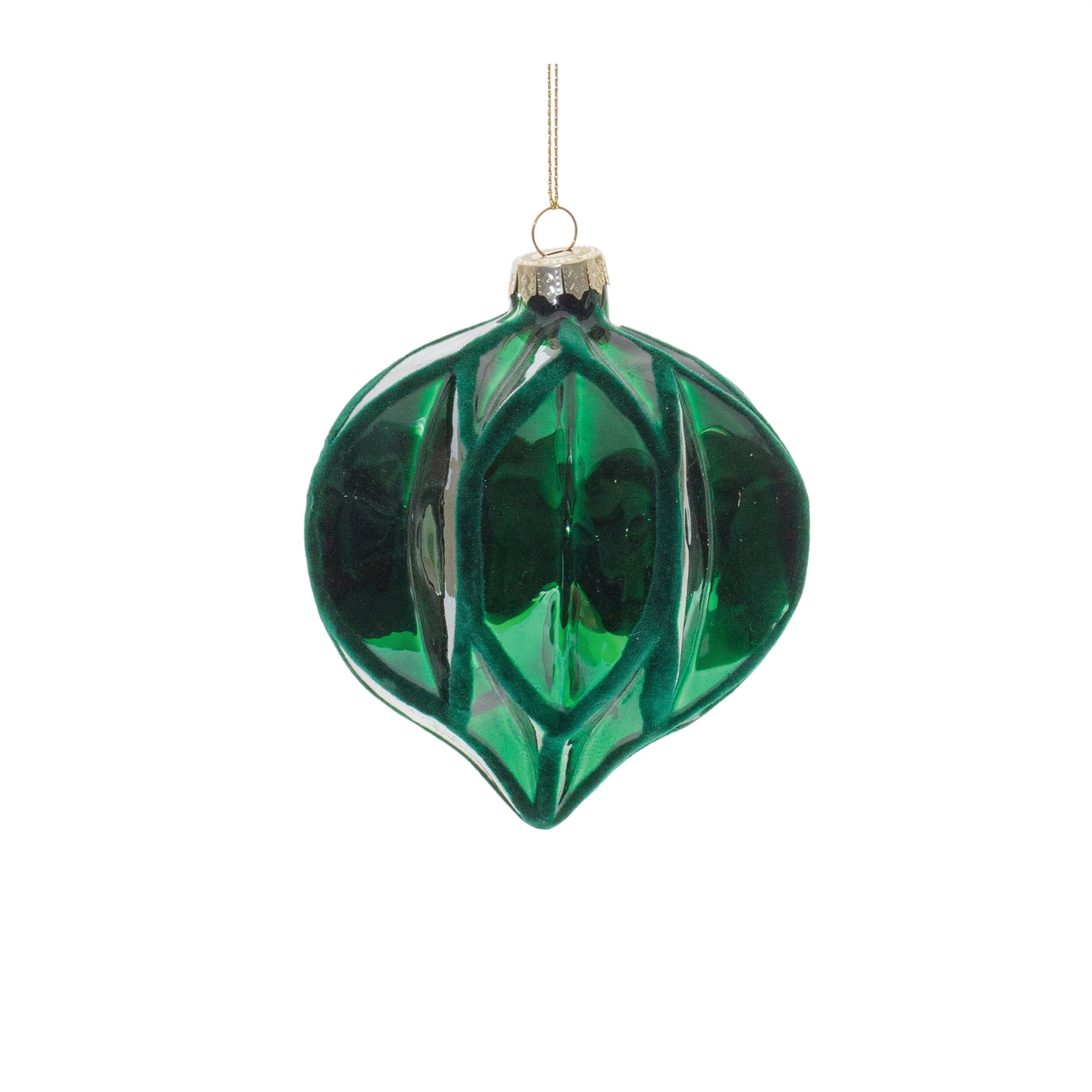 Green Textured Harlequin Glass Ornament (Set of 6), GREEN, alternate image number 6