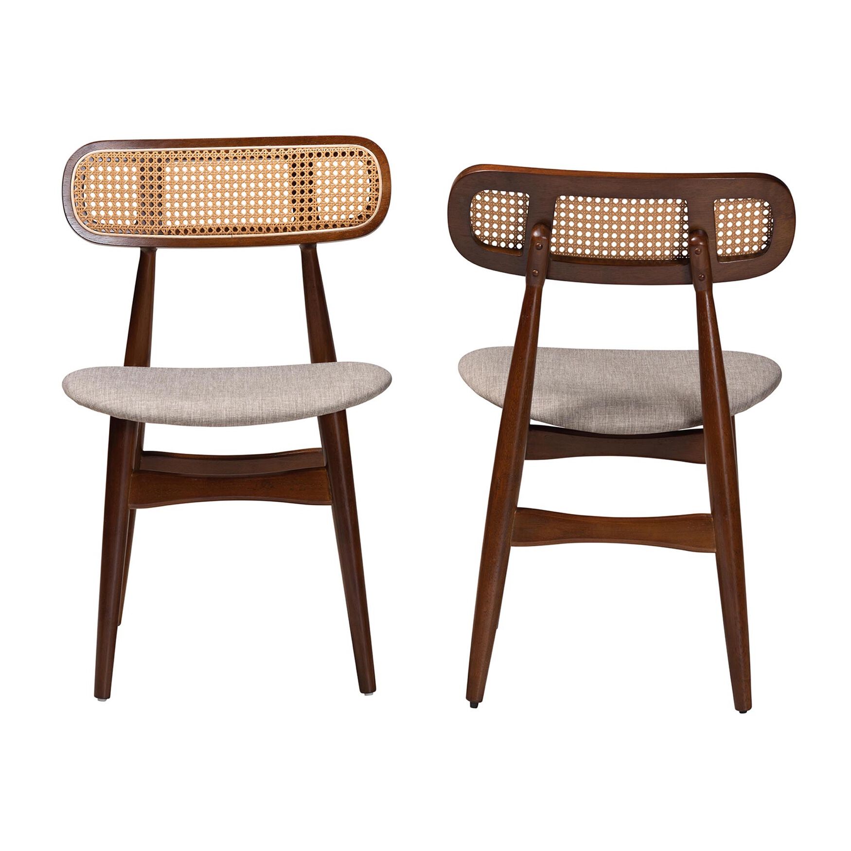 Tarana Mid-Century Modern Grey Fabric and Natural Oak Finished Wood 2-Piece Dining Chair Set, , on-hover image number 1