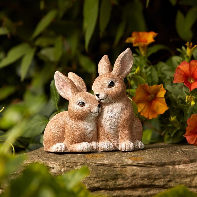 Woodland Bunny Couple Figurine (Set of 2), BEIGE, alternate image number null