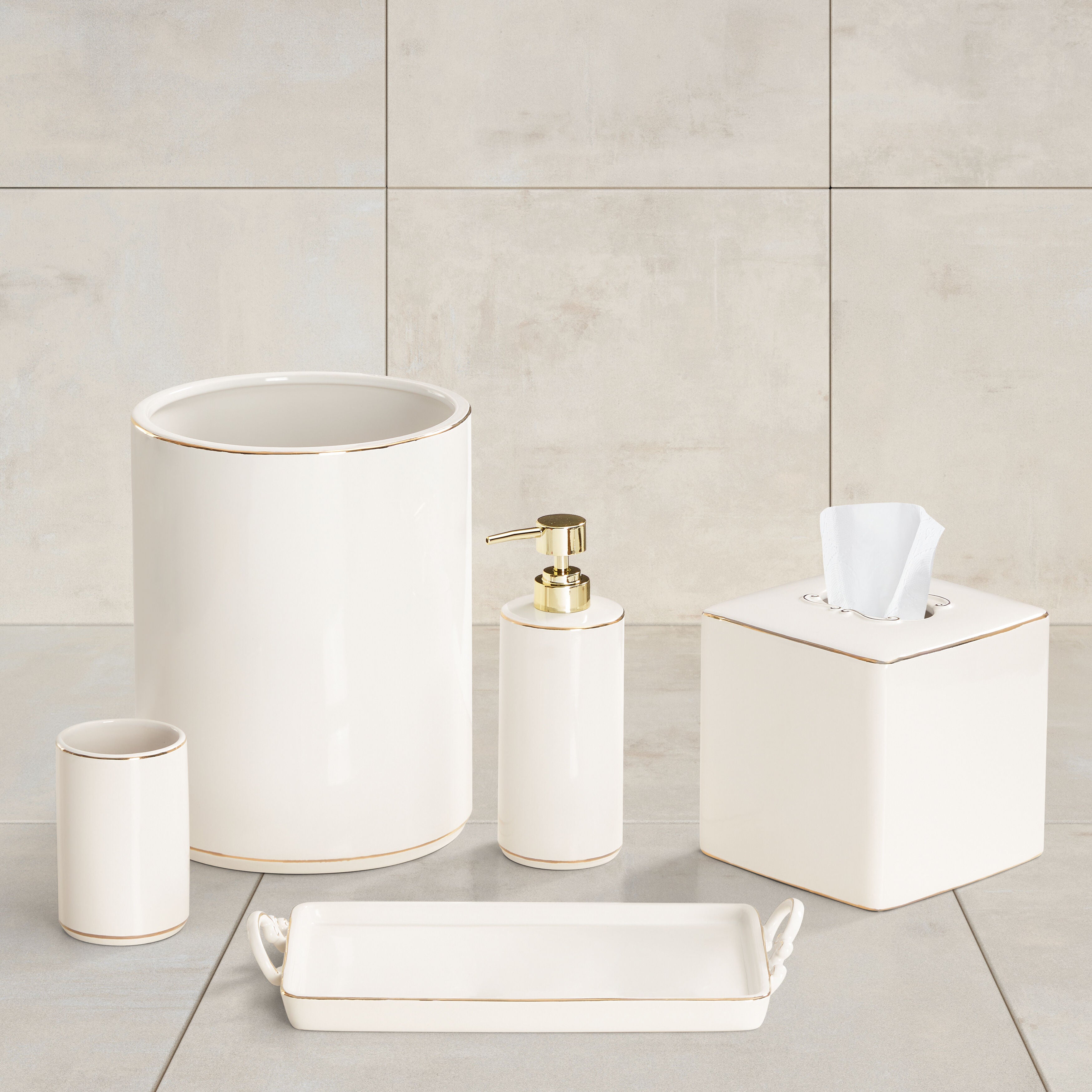DELPHINE BATH ACCESSORIES TUMBLER, WHITE, alternate image number 1