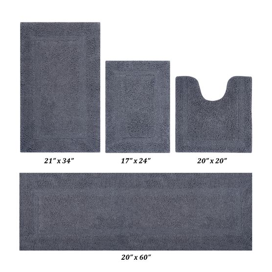Lux Collectionis Bath Mat Rug 4 piece Set (17" x 24" | 20" x 20" | 21" x 34" | 20" x 60"), GRAY, hi-res image number null