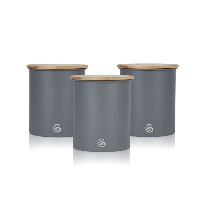 Nordic Set Of 3 Cannisters - Grey, , alternate image number null