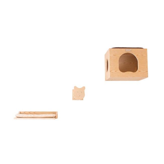 Real Wood Wall Series Cat Tree With Condo, Perch And Step Up, NATURAL, hi-res image number null