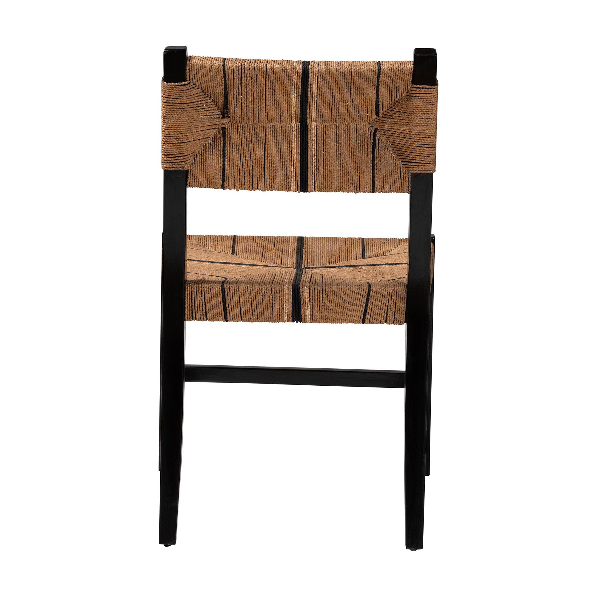 Prita Bohemian Paper Loom and Black Mahogany Wood Dining Chair, BLACK, alternate image number 4