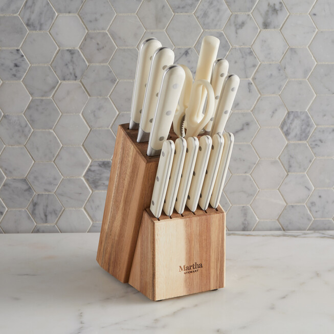 Emeril 16-piece Cutlery Set with Acacia Wood Block Carbon