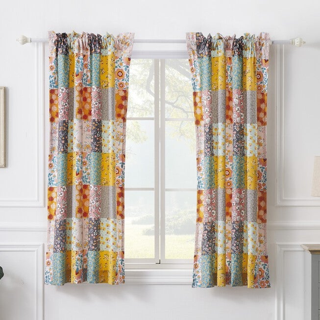 Greenland Home Fashions™ Carlie Window Curtain Panels, Set of 2, 63 inches, CALICO PATCHES, alternate image number 1
