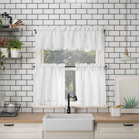 Millie Eyelet Kitchen Tier Set, WHITE, hi-res image number null