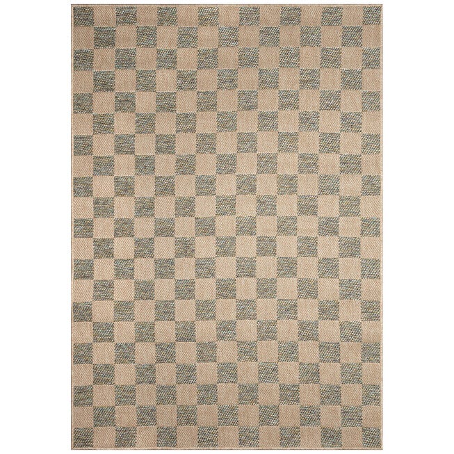 Brylane Roma Rocker Roma Checkerboard Indoor/Outdoor Area Rug Cool | Brylane Home
