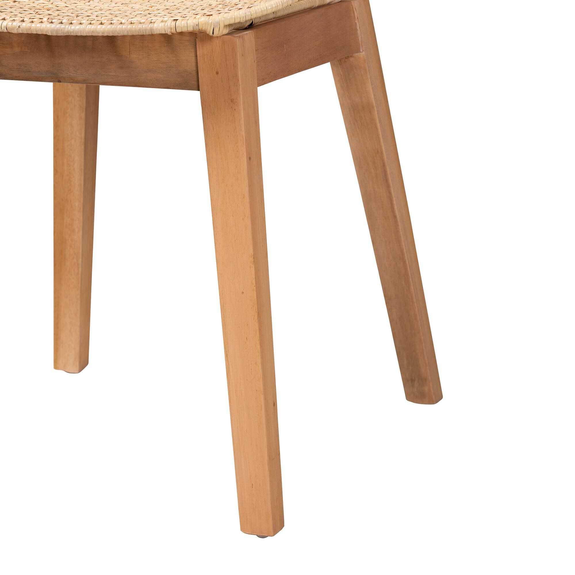 Sabelle Japandi Greywashed Rattan and Black Metal 2-Piece Dining Chair Set, NATURAL BROWN, alternate image number 6