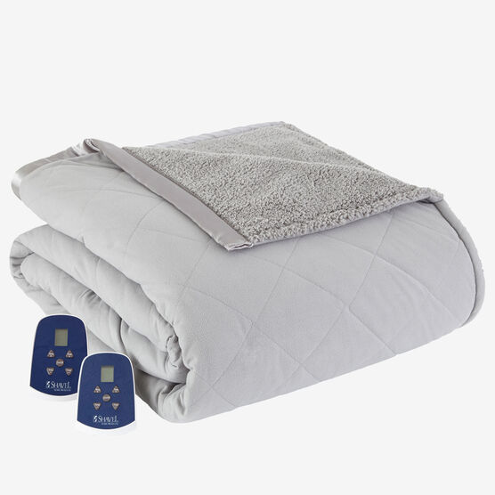 Micro Flannel® Reverse to Sherpa Electric Blanket, GREYSTONE, hi-res image number null