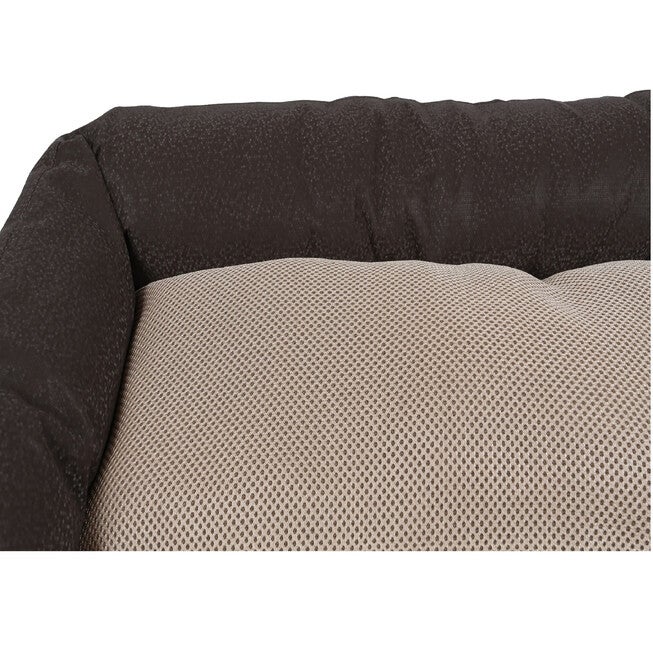 SELF COOLING EMBOSSED FAUX LEATHER DOG BED- BROWN Medium size, , on-hover image number null