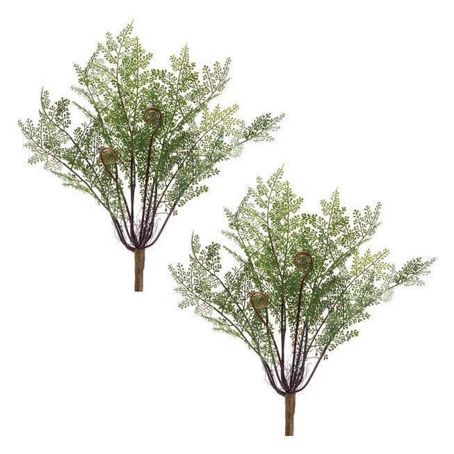 Fern Bush (Set of 2) 13 inchesH Plastic, GREEN/BROWN, alternate image number null