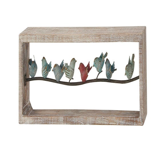 White Wood Farmhouse Birds Wall Decor, , alternate image number null