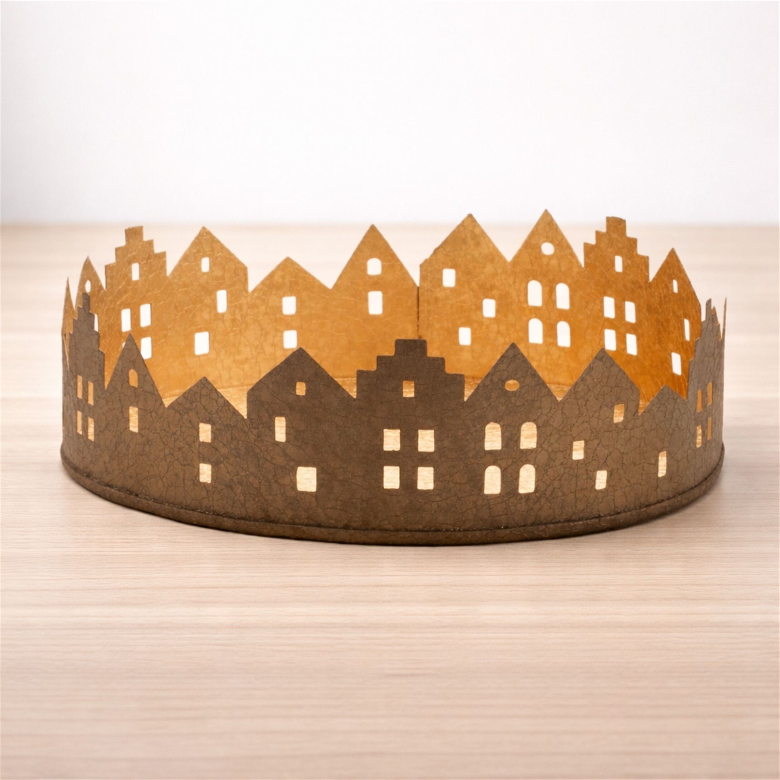 Cut Metal Village Candle Holder 9.75 inchesD, GOLD, alternate image number 3