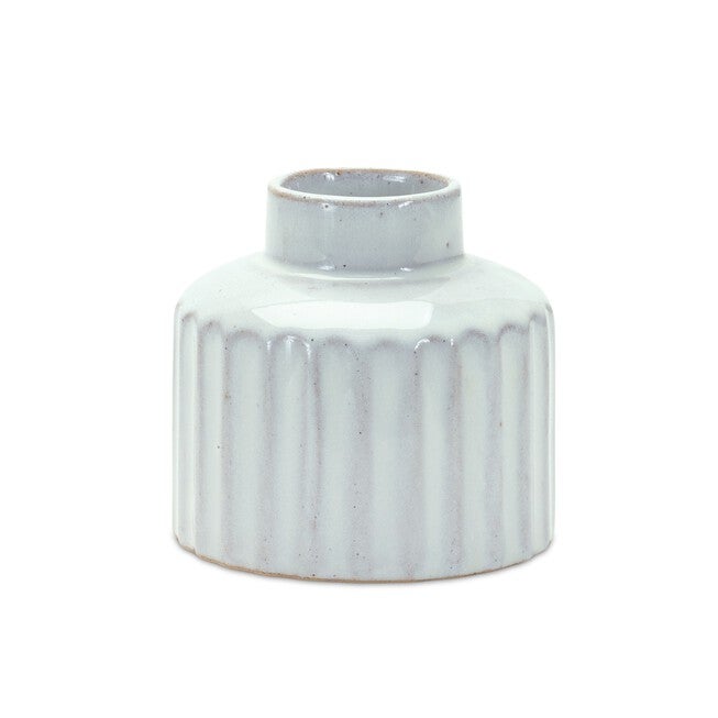 Ribbed Porcelain Vase with Washed Finish (Set of 2), WHITE, alternate image number null