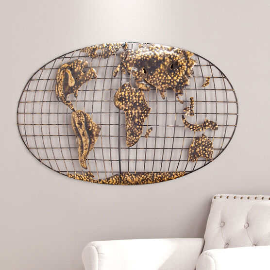 Iron World Map Wall Art, , on-hover image number null