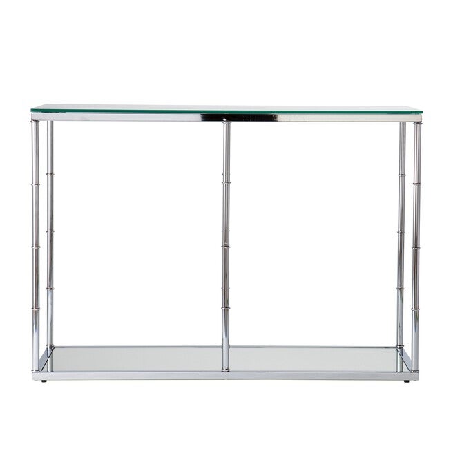 Arbella Glass Console Table with Mirrored Shelf, , alternate image number 2