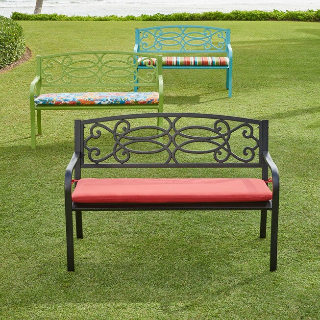 Steel Garden Bench & Cushion, , hi-res image number null